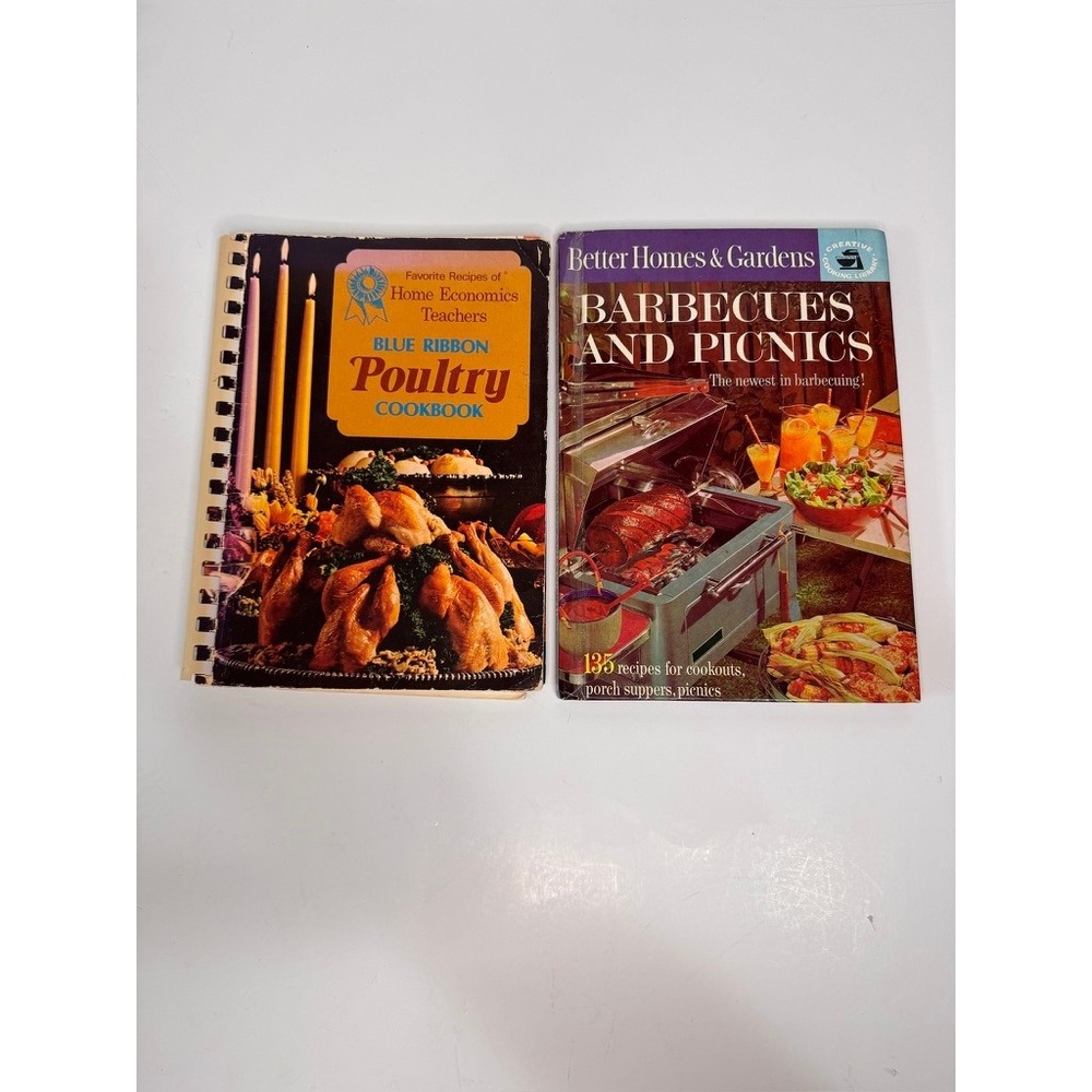 Vintage Cookbook Lot Blue Ribbon Poultry & Better Homes Gardens Barbecues 1963